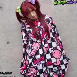 ACDC RAG Checkered Gloomy Bear Zip Hoodie