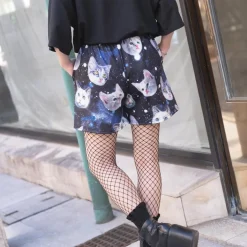 ACDC RAG Galaxy Cat Flare Short Pants