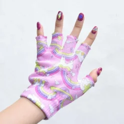 ACDC RAG Unicorn Rainbow Fingerless Gloves