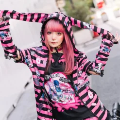 ACDC RAG Yami Kawaii Punk Menhera-chan Usamimi Parka - Black