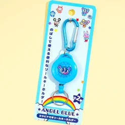 Angel Blue Retractable Keychain With Carabiner