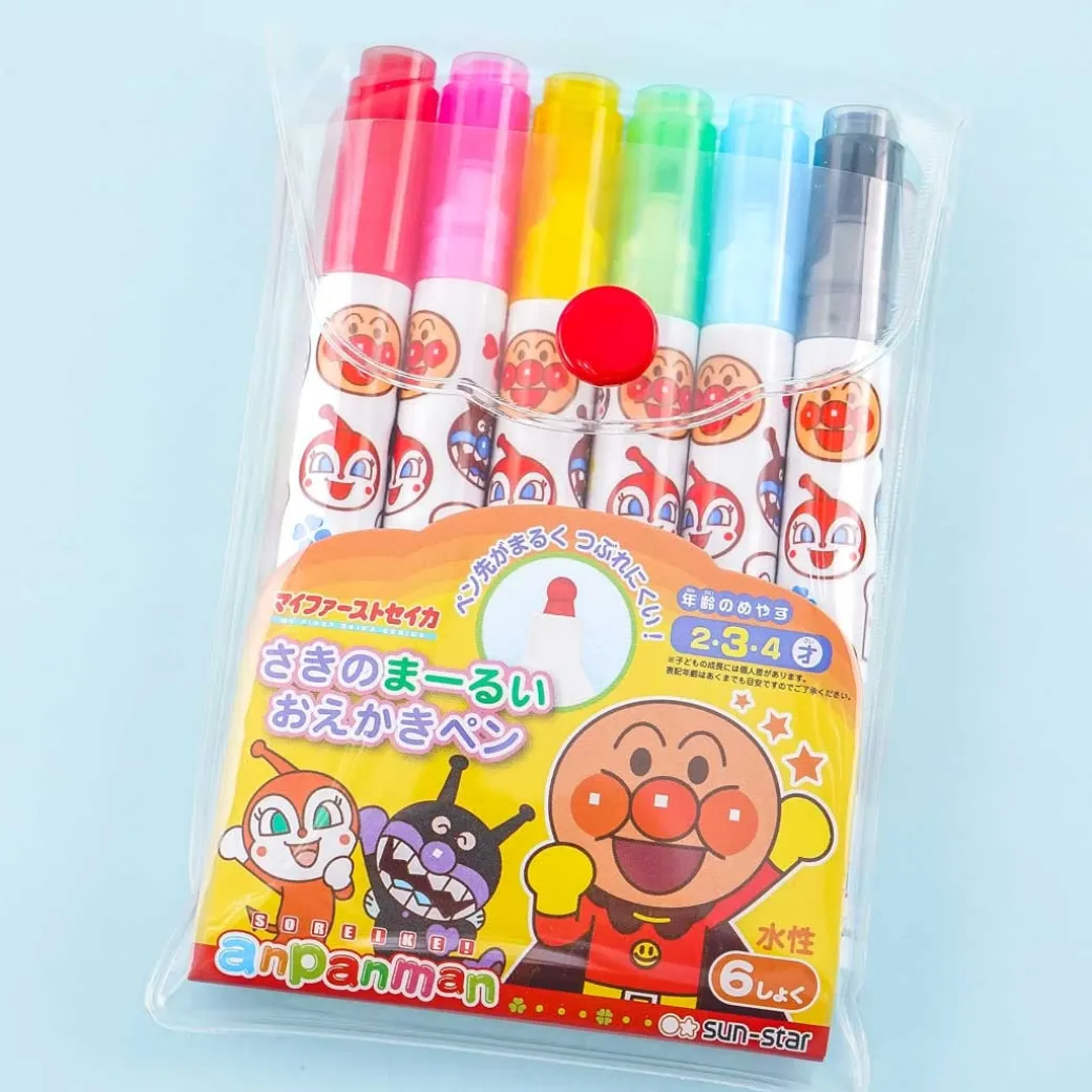 Anpanman Round Tip Marker Set - 6 pcs