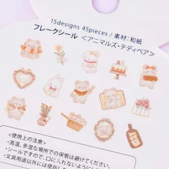 BGM Vintage Fluffy Bears & Bunnies Deco Sticker Pack