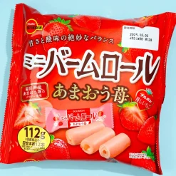 Bourbon Mini Baum Roll Cake Snacks - Amaou Strawberry