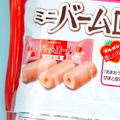 Bourbon Mini Baum Roll Cake Snacks - Amaou Strawberry