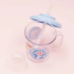 Doraemon Clear Drinking Cup With Lid & Straw