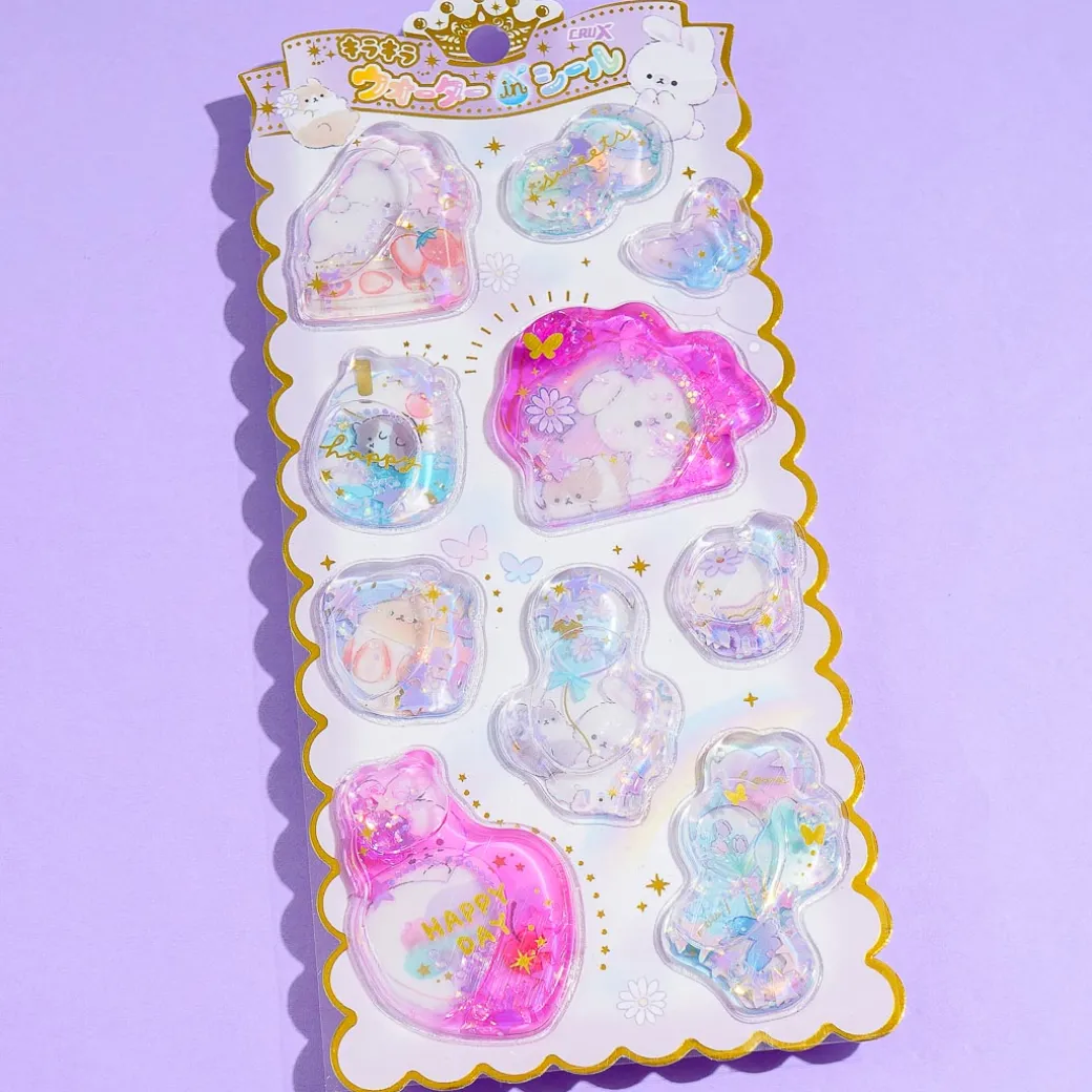 Fluffy Animals Glitter & Water-Filled Stickers