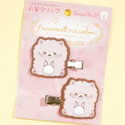 Funwari Necolon Pink Fluffy Cat Hair Clips