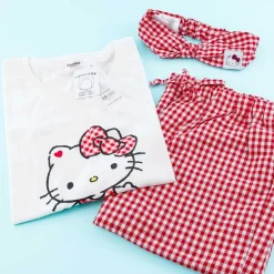 Hello Kitty Checkered Pajamas With Headband Set