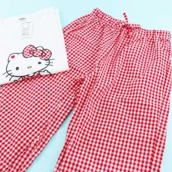 Hello Kitty Checkered Pajamas With Headband Set
