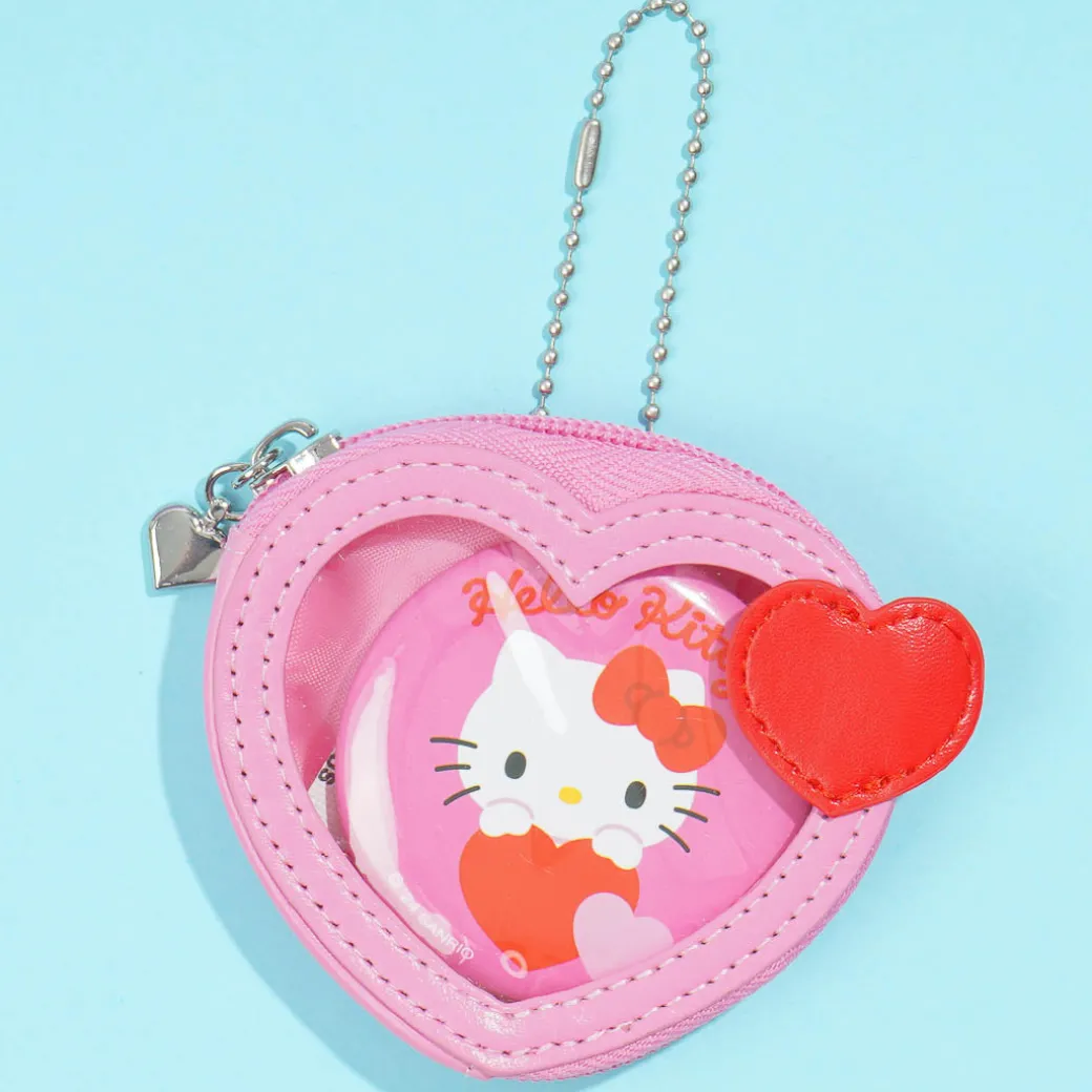 Hello Kitty Colorful Heart Mini Pouch & Badge Set
