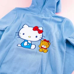 Hello Kitty Embroidery Hoodie - Blue / Large