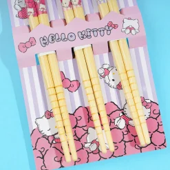Hello Kitty Fluffy Plush Bamboo Chopsticks Set - 3 Pcs