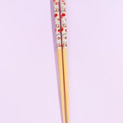 Hello Kitty Gingham Fruit Harvest Bamboo Chopsticks