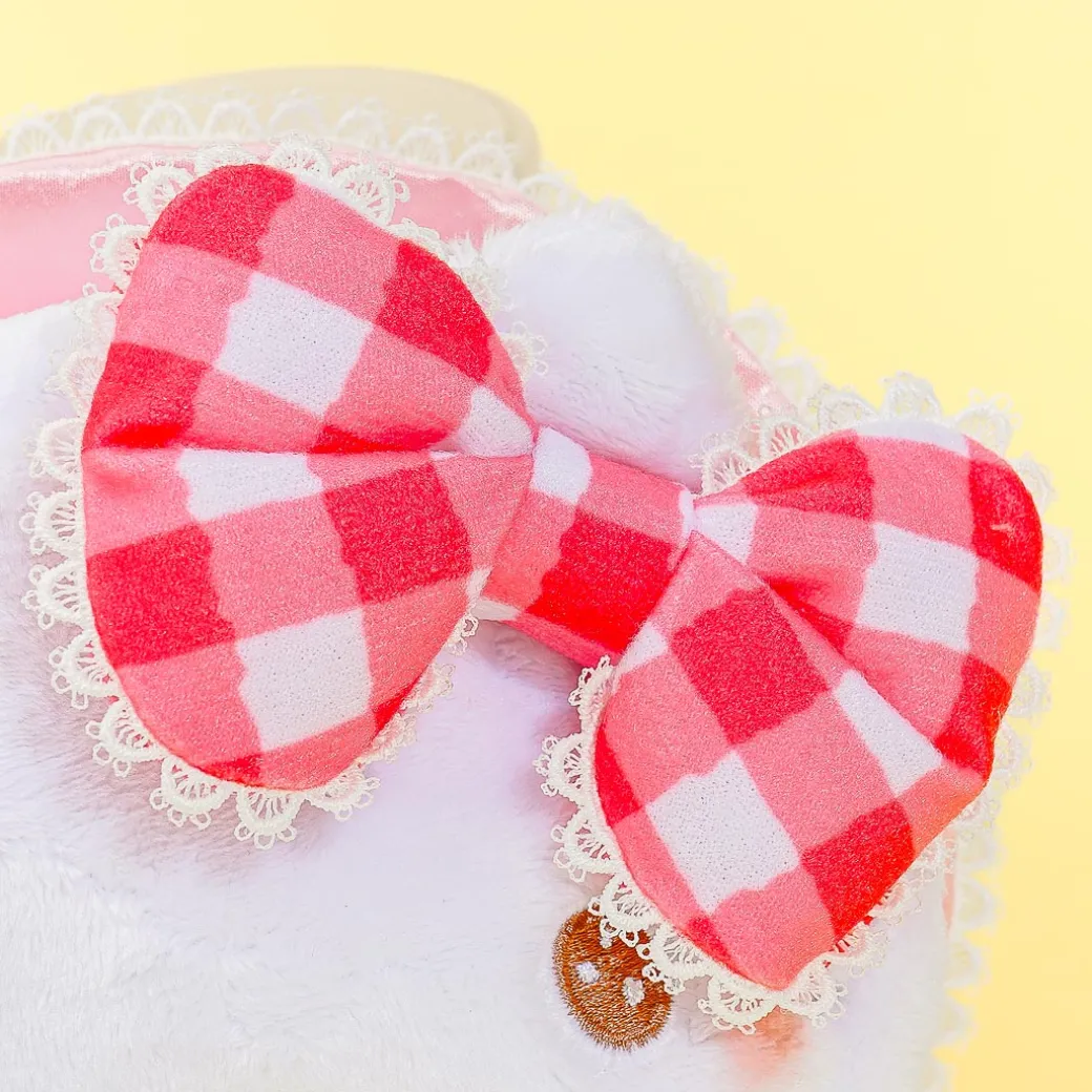 Hello Kitty Gingham Ribbon Fluffy Pouch