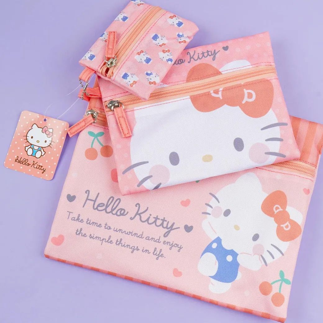 Hello Kitty Heart & Cherry Flat Pouch Set - 3 pc