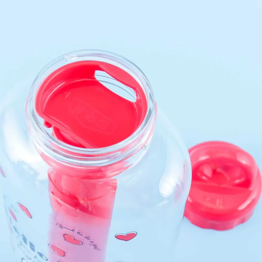 Hello Kitty Red Hearts Water Bottle With Cold Insulation Stick