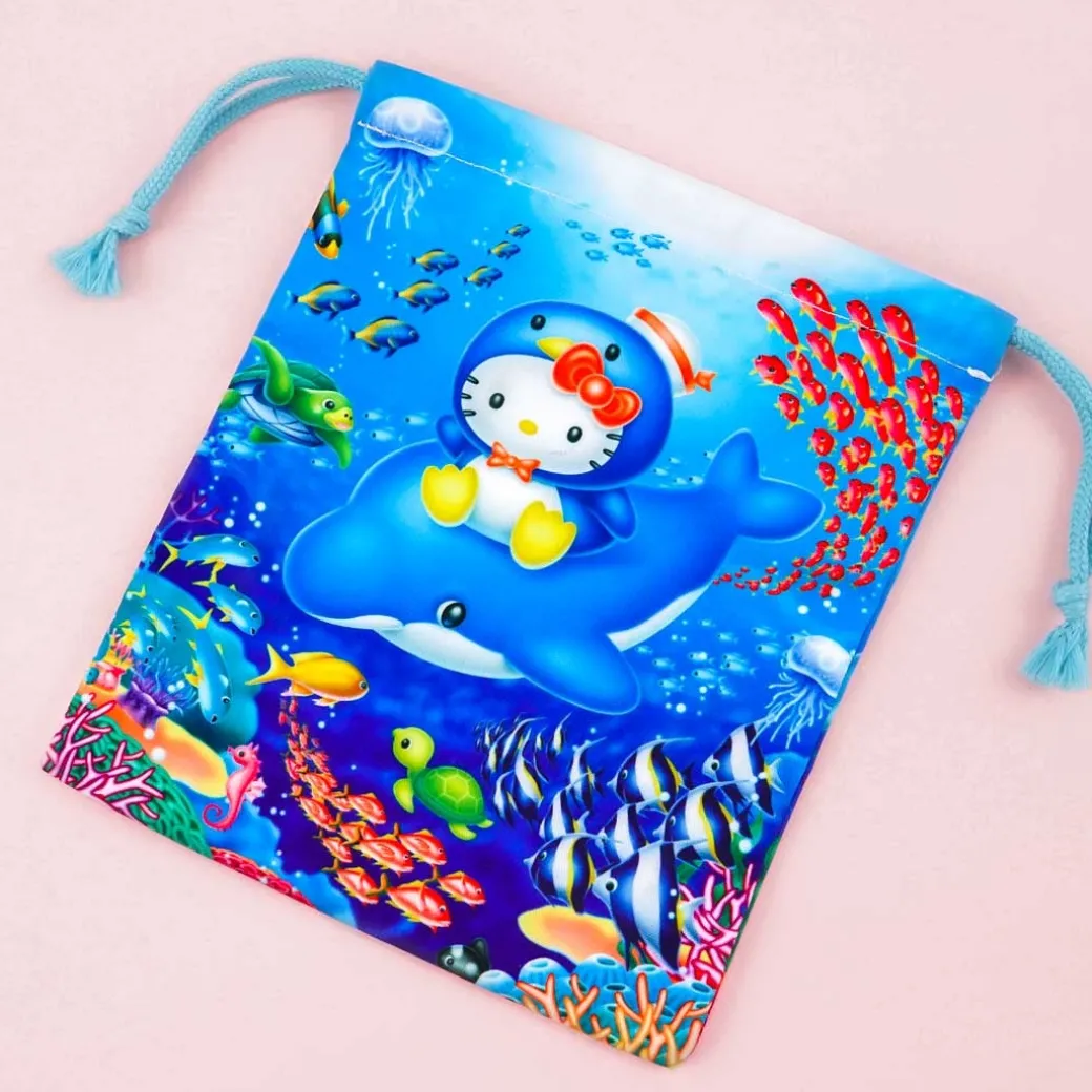 Hello Kitty x Tuxedosam Dolphin Ride Drawstring Pouch