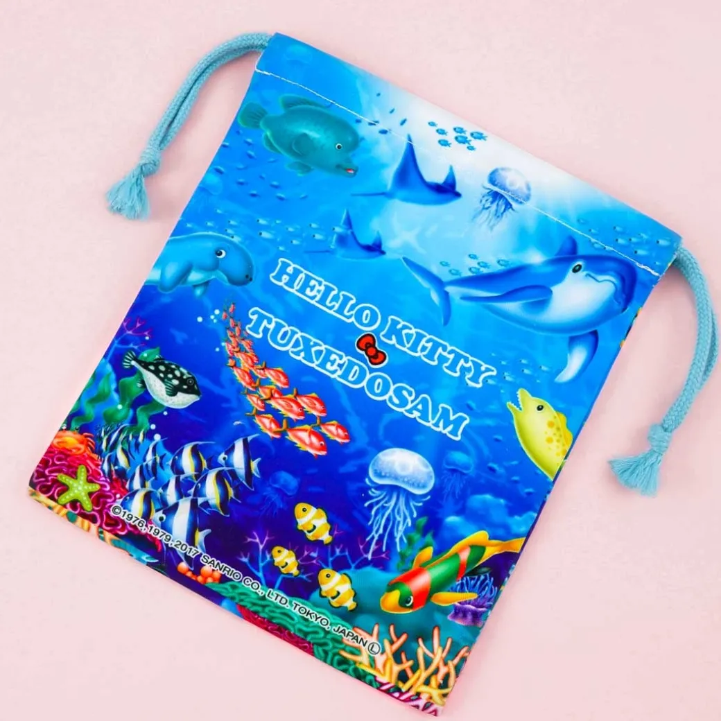 Hello Kitty x Tuxedosam Dolphin Ride Drawstring Pouch