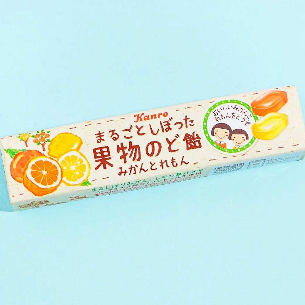 Kanro Whole Squeezed Fruit Throat Candy - Mandarin Orange & Lemon