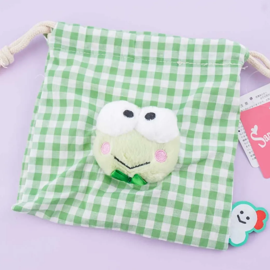Kero Kero Keroppi Checkered Drawstring Bag