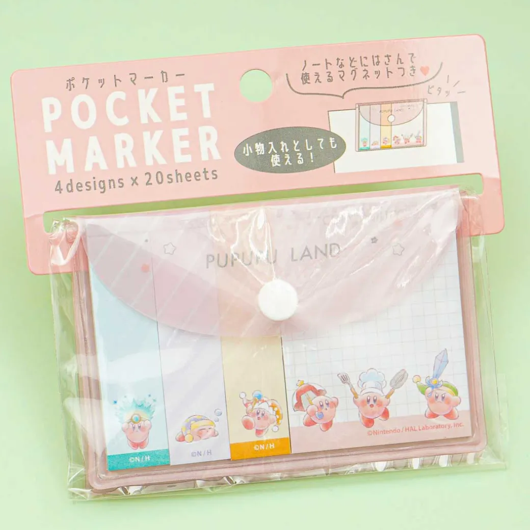 Kirby Pupupu Land Pocket Marker Sticky Notes With Magnetic Case