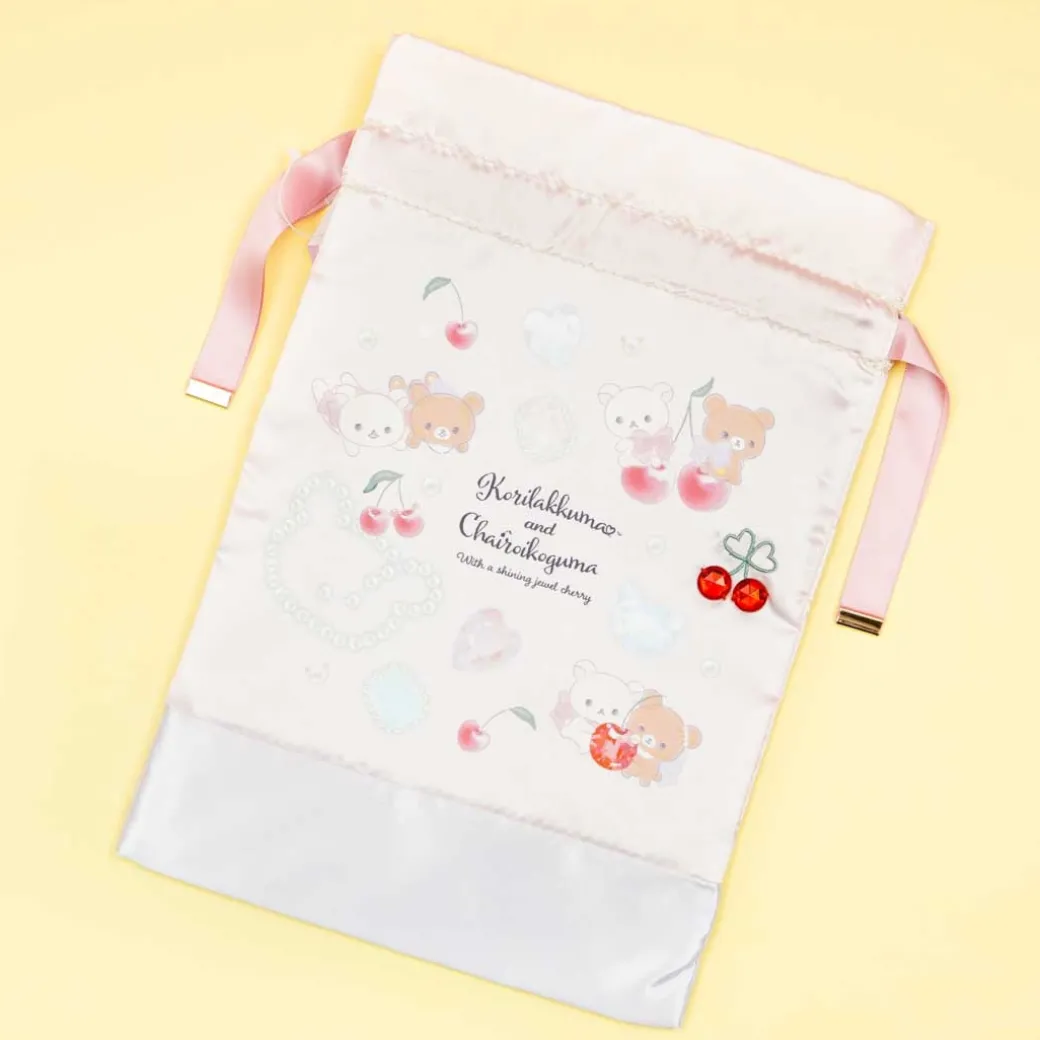 Korilakkuma & Chairoikoguma Korikogu Jewel Cherry Drawstring Pouch