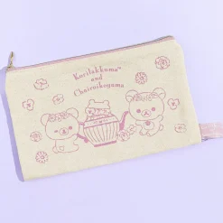 Korilakkuma & Chairoikoguma Flower Tea Time Flat Pouch - Pink