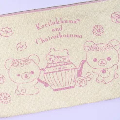 Korilakkuma & Chairoikoguma Flower Tea Time Flat Pouch - Pink
