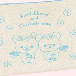 Korilakkuma & Chairoikoguma Flower Tea Time Flat Pouch - Blue