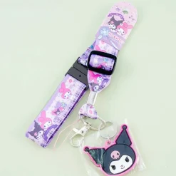 Kuromi & My Melody Plaid Lanyard With Rubber Charm Keychain
