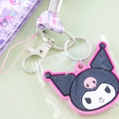 Kuromi & My Melody Plaid Lanyard With Rubber Charm Keychain
