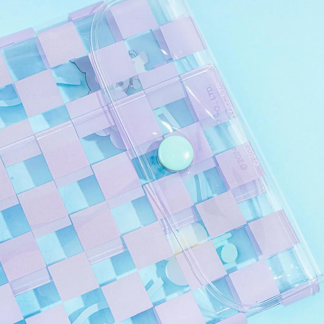Kuromi Checkered Clear Flat Pouch With Charm