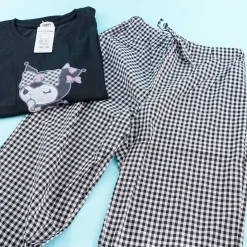 Kuromi Checkered Pajamas With Headband Set