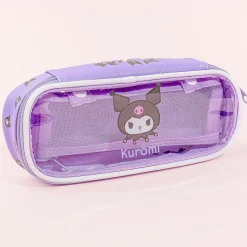 Kuromi Clear Window Oblong Pen Case With Mesh Pouch