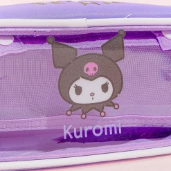 Kuromi Clear Window Oblong Pen Case With Mesh Pouch