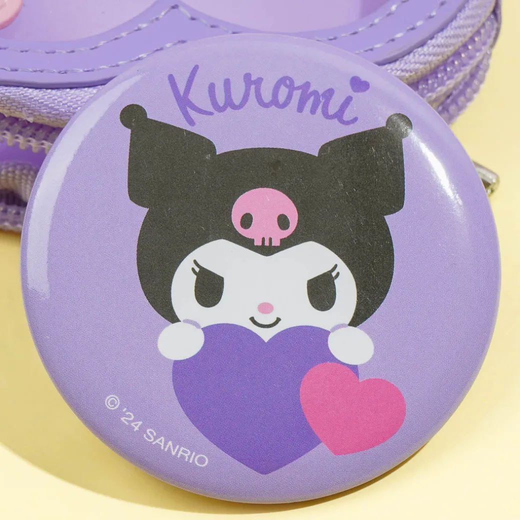 Kuromi Colorful Heart Mini Pouch & Badge Set