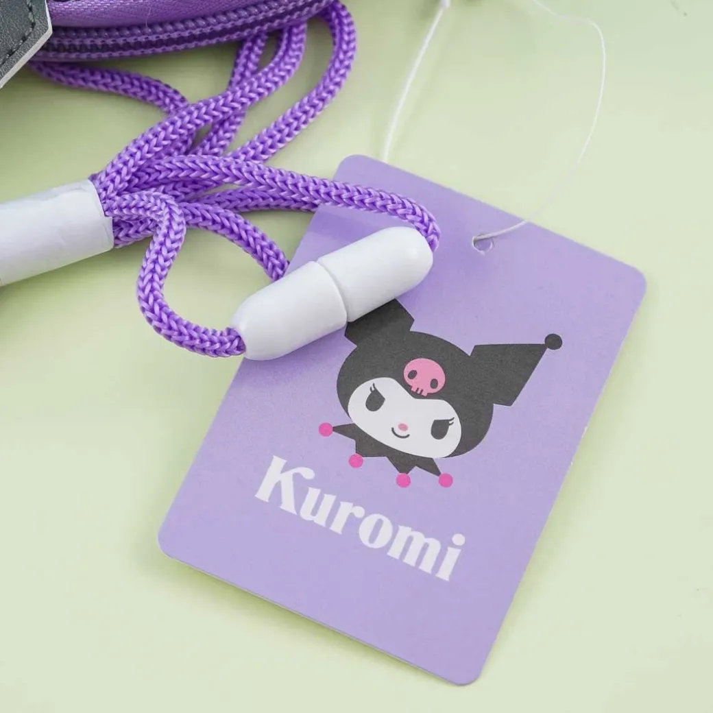 Kuromi Face Pouch With Neck Strap