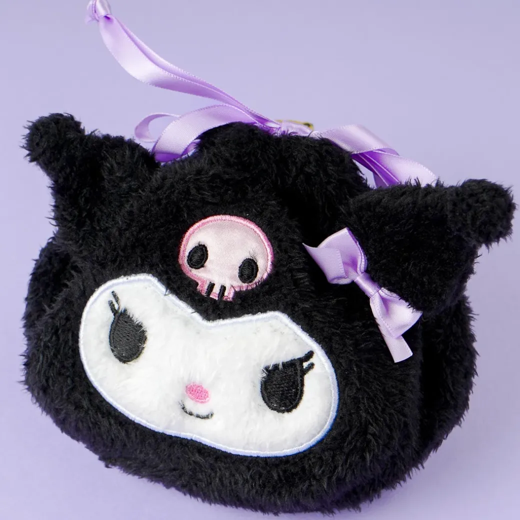 Kuromi Fluffy Face Drawstring Pouch