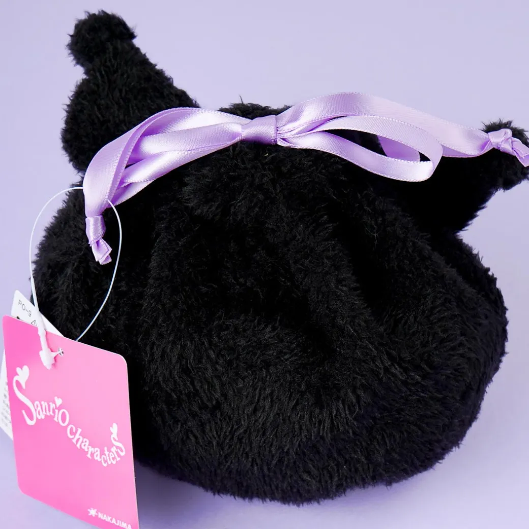 Kuromi Fluffy Face Drawstring Pouch