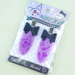 Kuromi Glitters & Bows Barrette Set