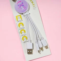 Kuromi Multi-Charging Cable Round Keychain
