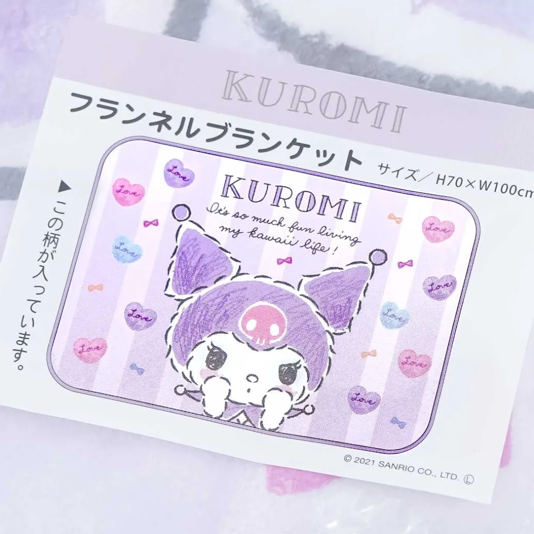 Kuromi Pastel Hearts Flannel Blanket