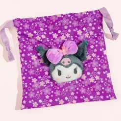 Kuromi Sakura Kimono Drawstring Pouch With Plushie Head Charm
