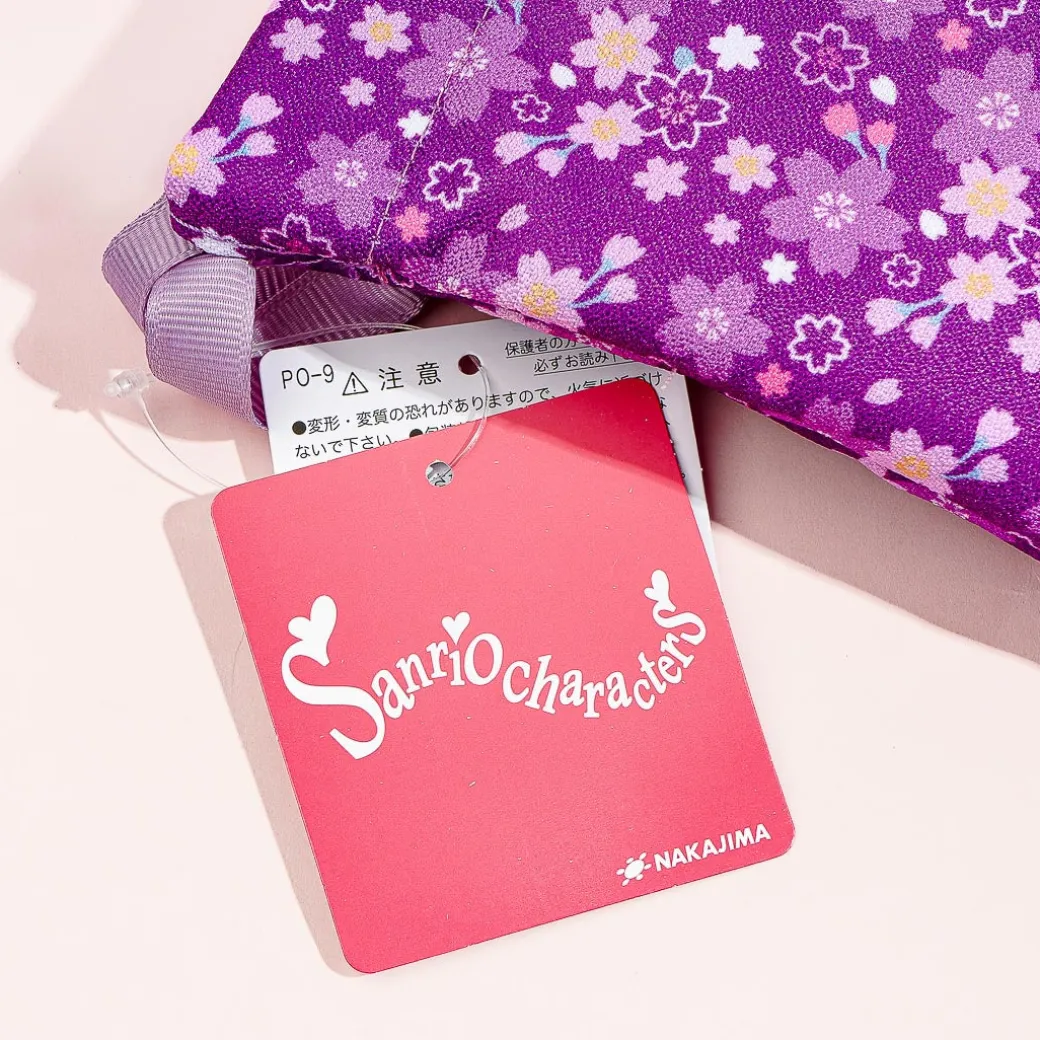 Kuromi Sakura Kimono Drawstring Pouch With Plushie Head Charm