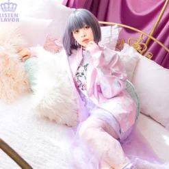 Listen Flavor Pastel Pink Pattern Windbreaker Jacket