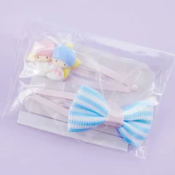 Little Twin Stars & Ribbon Hair Clip Set