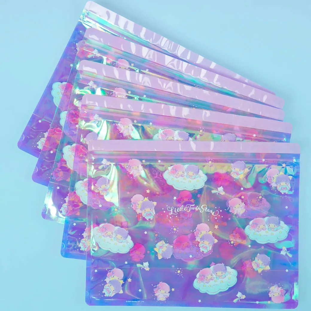 Little Twin Stars Aurora Holographic Zip Bag Set - 5 Pcs