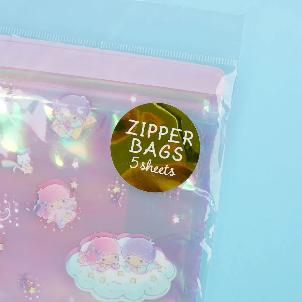 Little Twin Stars Aurora Holographic Zip Bag Set - 5 Pcs