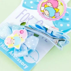 Little Twin Stars Ribbon Polka Dot Hair Clip